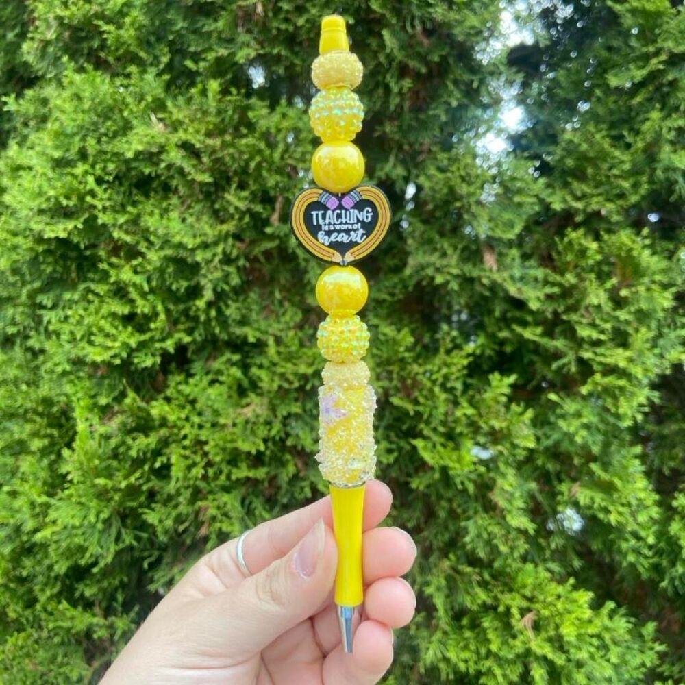 Yellow Teacher Beaded Pen